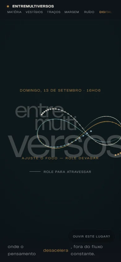 A abertura do entreMultiversos em uma tela de celular.